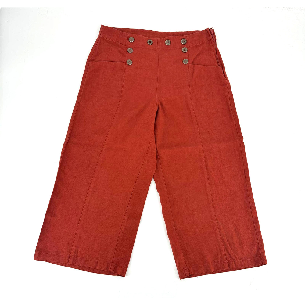 Mod cloth pants cropped wide leg size 10 orange 20% linen viscose